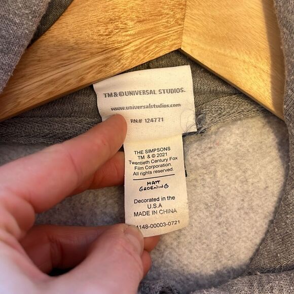 Universal Studios The Simpsons Duff Beer Can Holder Gray Hoodie Men's Sz Medium - Picture 8 of 11